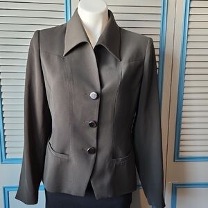 Como Vintage Button-Up Blazer Jacket in Olive Green
